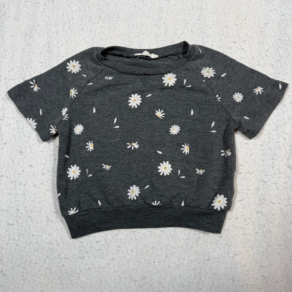 Jessica Simpson Girls Dark Gray Daisy Floral Short Sleeve Sweatshirt Size 4T